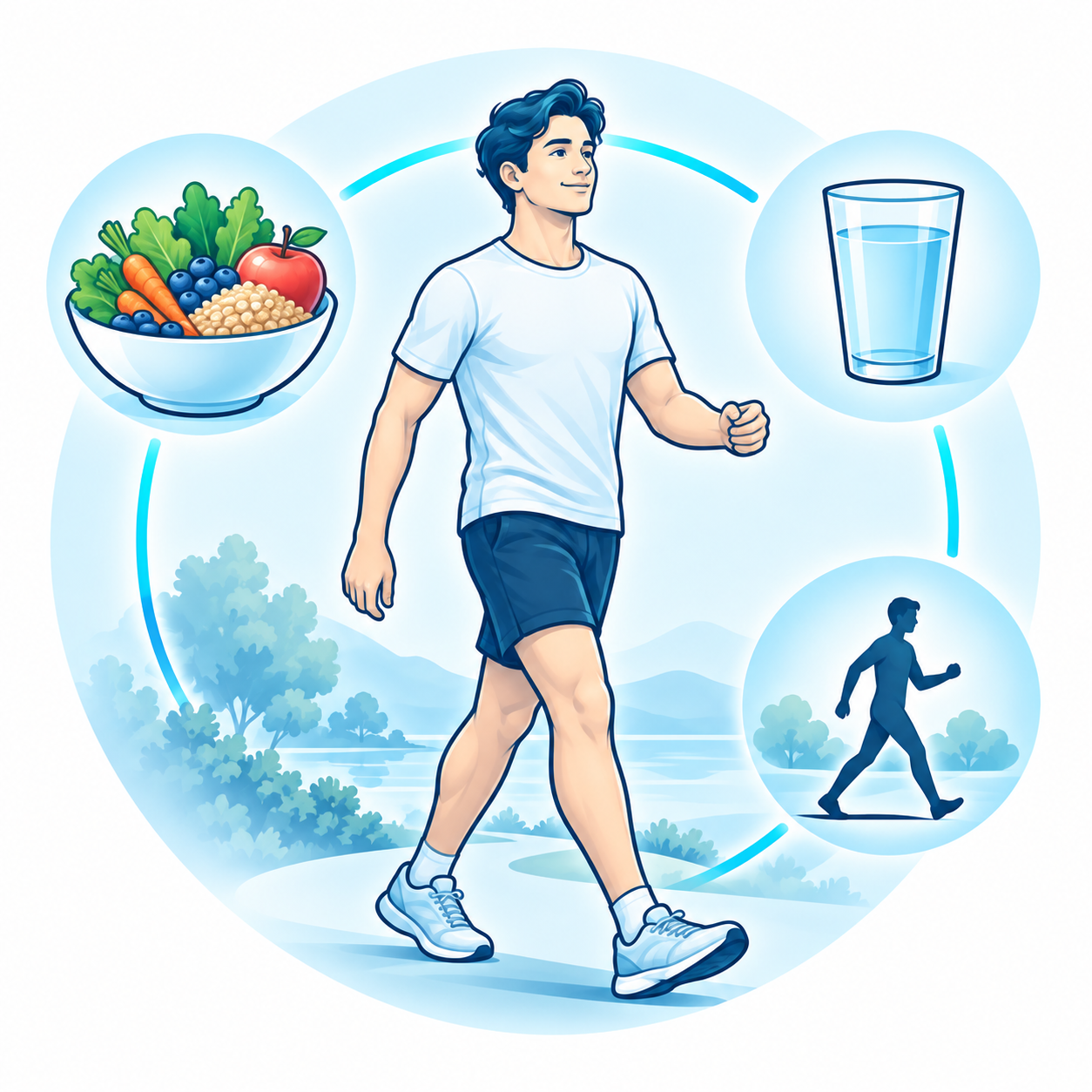 Illustration of lifestyle measures after an episode of diverticulitis